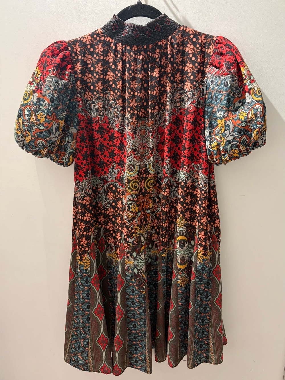 Alice + Olivia Janis Mixed Print Puff Sleeve Mini Dress Sz 6 - Picture 5 of 7